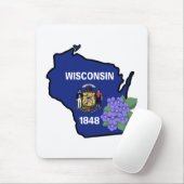 Wisconsin State Flag & Flower Common Blue Violet Muismat (Met muis)
