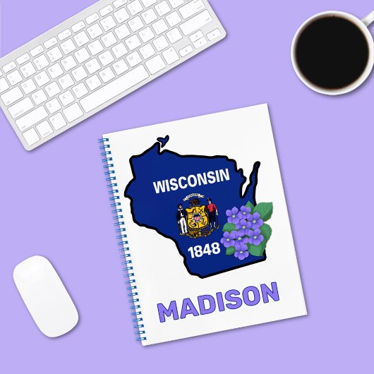 Wisconsin State Flag & Flower Common Blue Violet Notitieboek