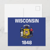 Wisconsin State Flag Sailor Miner Plow Anchor 1848 Briefkaart (Voorkant / Achterkant)