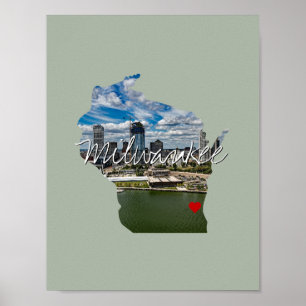 Wisconsin State Foto invoegen en naam stad Poster