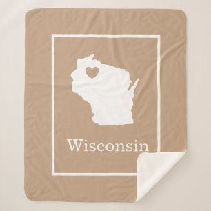 Wisconsin State kaart met hartvorm Sherpa Deken