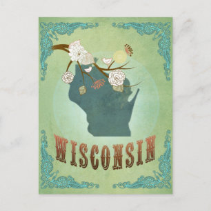 Wisconsin  State Map - Green Briefkaart
