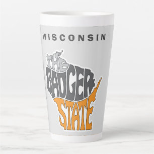 Wisconsin State Nickname Word Art Latte Mok