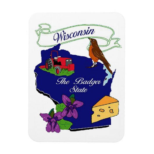 Wisconsin State Premium magneet 3x4 (Verticaal)