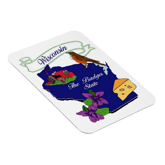 Wisconsin State Premium Magnet 3x4 (Côté Droit)