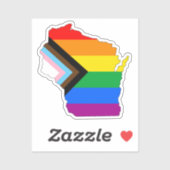 Wisconsin State Pride LGBTQ Progress Pride Sticker (Vel)