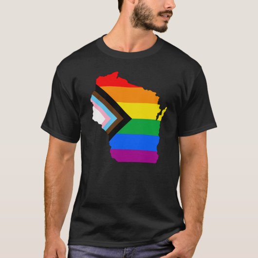 Wisconsin State Pride LGBTQ Progress Pride T-shirt (Voorkant)
