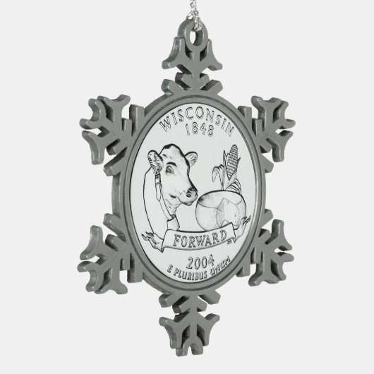 Wisconsin State Quarter Tin Sneeuwvlok Ornament (Links)