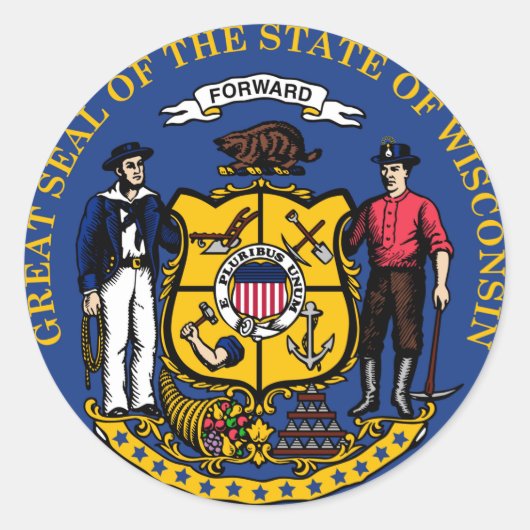 Wisconsin state seal.jpg ronde sticker (Voorkant)