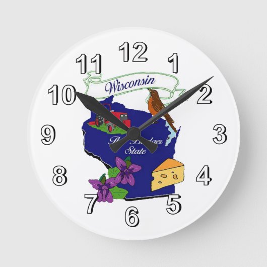 Wisconsin State Wall Clock Ronde Klok (Voorkant)