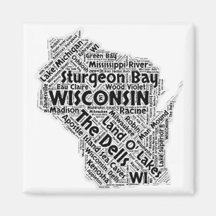 Wisconsin State Word Cloud Magneet