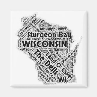 Wisconsin State Word Cloud Magneet