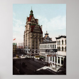 Wisconsin Street in Milwaukee - 1900 Photochrom Poster