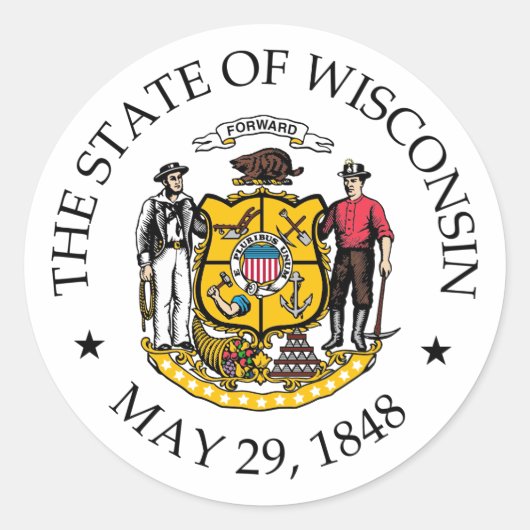 Wisconsin-teken Ronde Sticker (Voorkant)