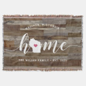 Wisconsin Thuisstaat Gepersonaliseerde Houtlook Deken (Voorkant)