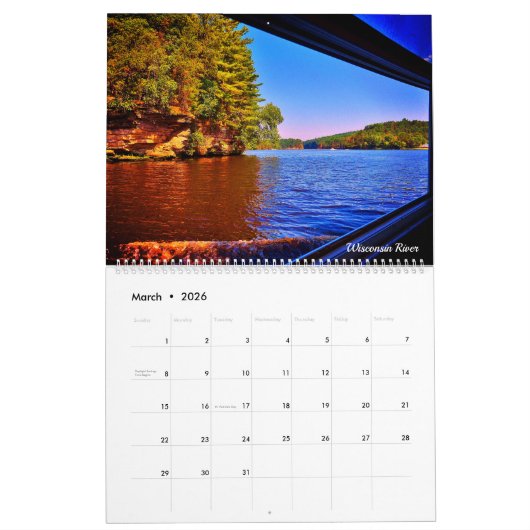 Wisconsin-Uitzichten Kalender (Mar 2026)