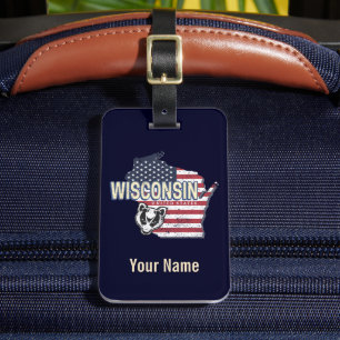 Wisconsin United States State Map USA Bagagelabel