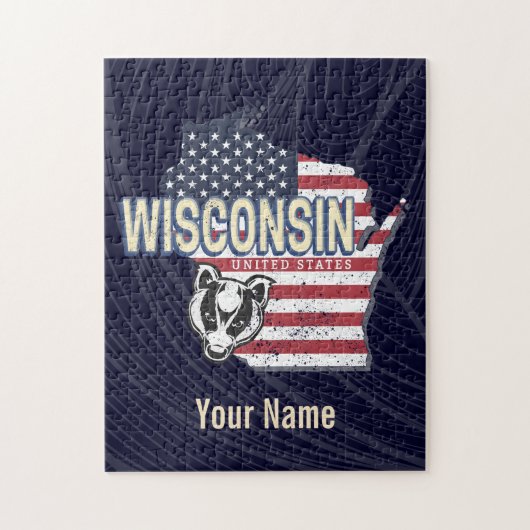 Wisconsin United States State Map USA Legpuzzel (Verticaal)