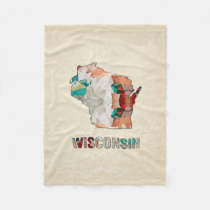WISCONSIN Veelhoekmozaïekrijstkaart Fleece Deken