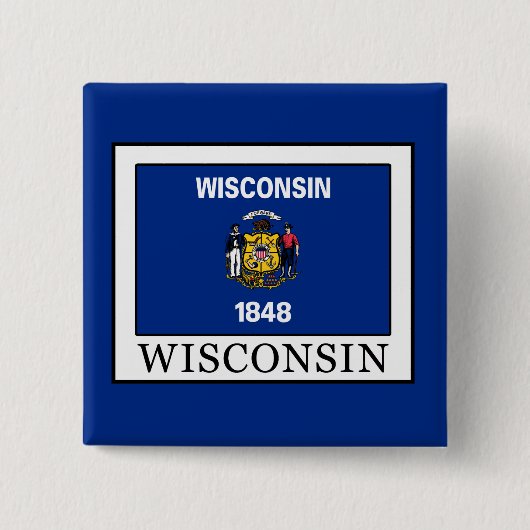 Wisconsin Vierkante Button 5,1 Cm (Voorkant)