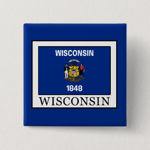 Wisconsin Vierkante Button 5,1 Cm