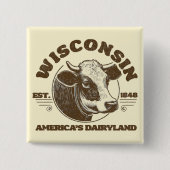 Wisconsin Vierkante Button 5,1 Cm (Voorkant)