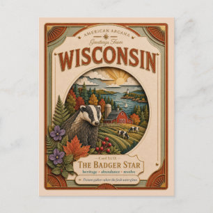 Wisconsin Vintage Paper Cut American Arcana Briefkaart
