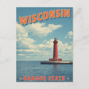 Wisconsin Vuurtoren Vintage Briefkaart