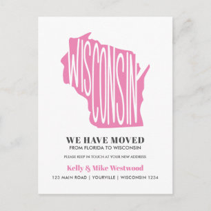 WISCONSIN We hebben het nieuwe adres New Home Post Briefkaart