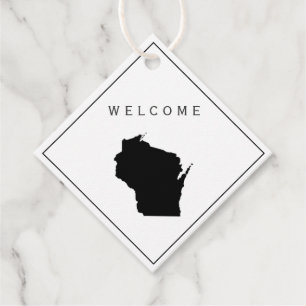 Wisconsin welkomsttas cadeau Labels, bruiloft week Bedankjes Labels