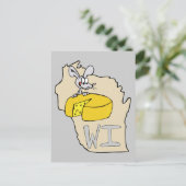 Wisconsin WI Map & Cheese Mouse Cartoon Art Briefkaart (Staand voorkant)