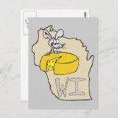 Wisconsin WI Map & Cheese Mouse Cartoon Art Briefkaart (Voorkant / Achterkant)