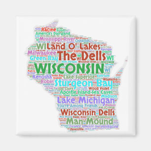 Wisconsin Word Cloud Magneet
