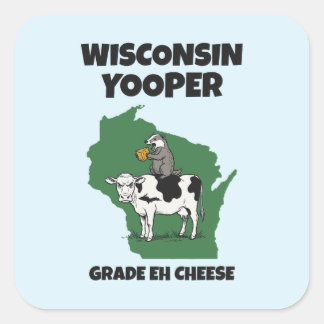 Wisconsin Yooper Grade Eh Kaas Grappige Koe Vierkante Sticker