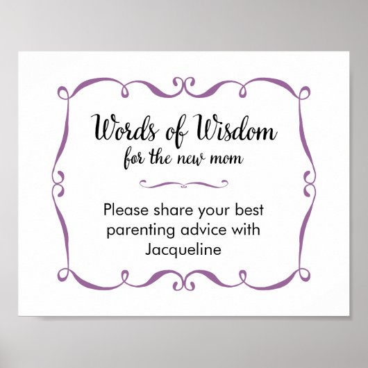 Wisdom Advice for New Mam Sign Poster (Voorkant)