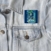 Wisdom Blue Vierkante Button 5,1 Cm (In situ)