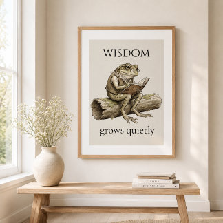 "Wisdom Grows Quietly Frog", Glanzende Poster Perfect Poster
