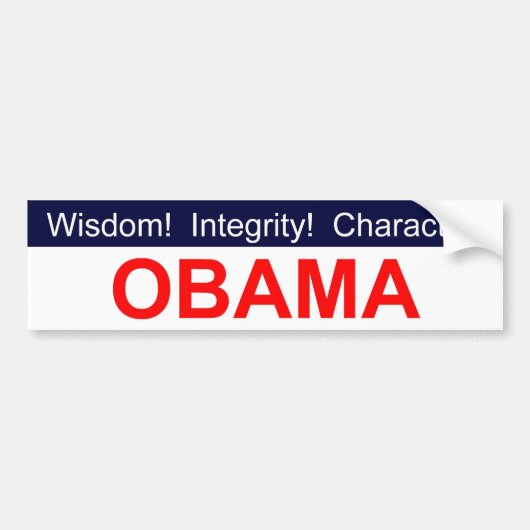 Wisdom! Integriteit! Teken! Obama-bumpersticker Bumpersticker (Voorkant)