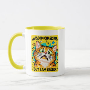 Wisdom Jaagt Me Grappige Oranje Kat Meme Mok