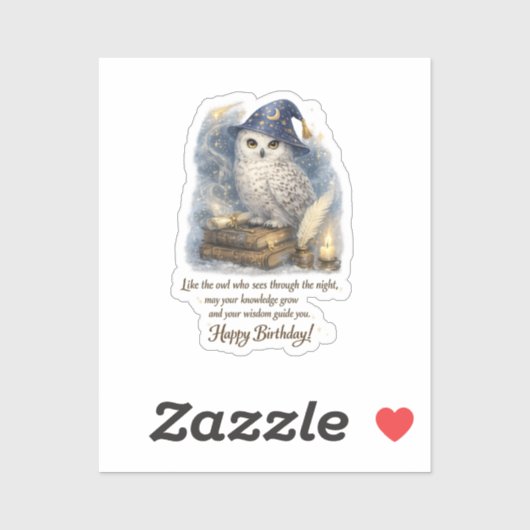 Wisdom Knowledge Snow Owl Happy Birthday  Stickers (Feuille)