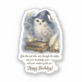 Wisdom Knowledge Snow Owl Happy Birthday  Stickers (Recto)