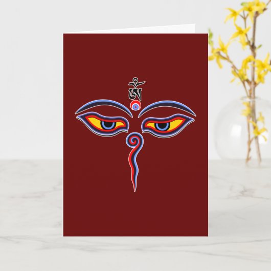Wisdom-ogen van boeddha - Bodhnath - tempelogen Kaart (Gele Bloem)