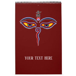 Wisdom-ogen van boeddha - Bodhnath - tempelogen Kalender