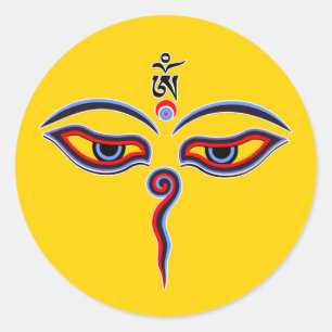 Wisdom-ogen van boeddha - Bodhnath - tempelogen Ronde Sticker