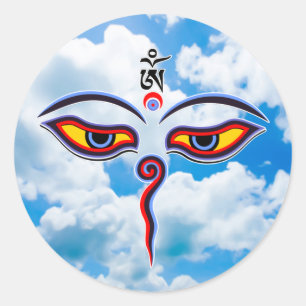 Wisdom-ogen van boeddha - Bodhnath - tempelogen Ronde Sticker