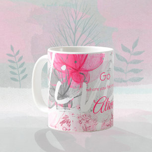 Wisdom Pink Floral Watercolor Typography Koffiemok