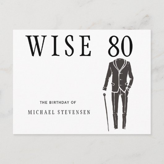 Wise 80 hommes noirs et blancs invitation annivers (Devant)