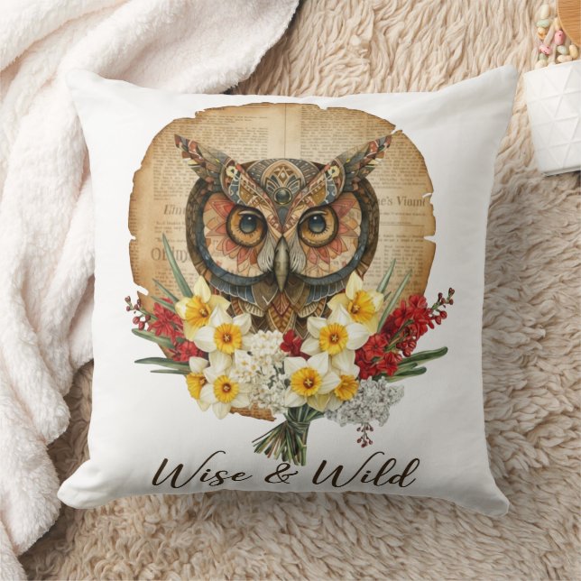 Wise and Wild Boho Owl Art Kussen (Deken)