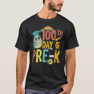Wise Bird Owl 100th Day of Pre K Happy 100 Days of T-shirt