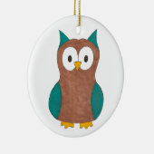 Wise Brown Blue Barn Owl Bird Animal Birdwatch Keramisch Ornament (Rechts)